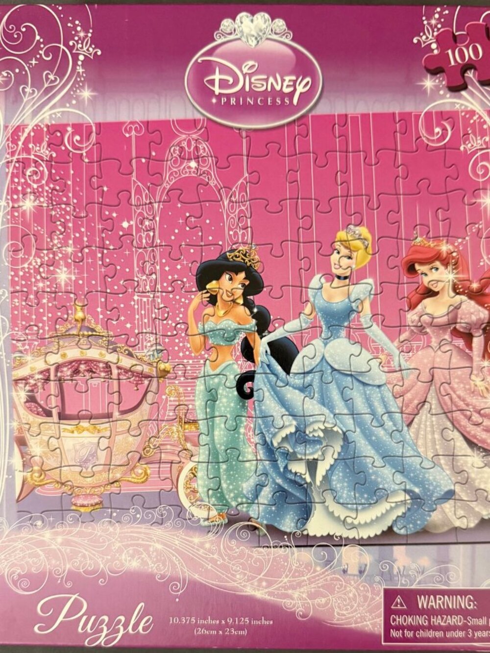 Disney Princess 100-Piece Jigsaw Puzzle – Cinderella, Jasmine & Ariel – NEW